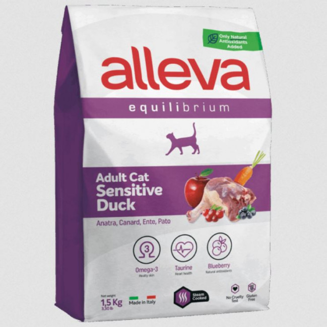 Сухой корм Alleva Equilibrium Adult Cat Sensitive Duck для взрослых кошек, 1,5 кг