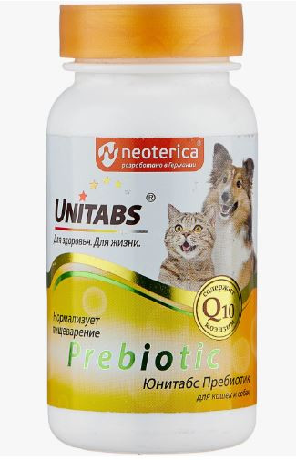 Unitabs Prebiotic пребиотический комплекс для собак и кошек для нормализации пищеварения, 100 таб.