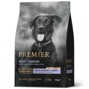 Premier Dog Salmon&Turkey ADULT Medium       Лосось с индейкой для собак средних пород       3 кг