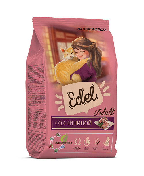 Edel Pork Сухой корм для взрослых кошек со свининой 1,5кг