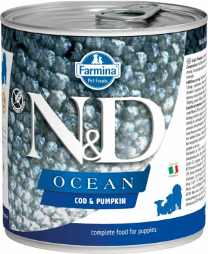 Консервы FARMINA N&D DOG OCEAN COD&PUMPKIN PUPPY для щенков всех пород с филе трески и тыквой - 285 гр