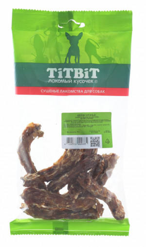 TITBIT Лакомство для собак Шейки куриные, мягкая упаковка, 75 г