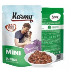 Karmy Mini Junior влажный корм для щенков мелких пород до 1 года Мясные кусочки в соусе, Ягненок 80гр