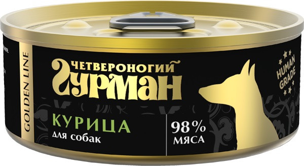 Четвероногий гурман Корм консервированный для собак "Golden line Курица", 100 г