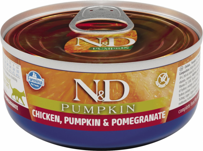 Консервы FARMINA N&D CAT CHICKEN, PUMPKIN, POMEGRANATE для взрослых кошек с курицей, тыквой и гранатом - 70 гр