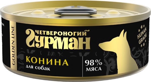 Четвероногий гурман Корм консервированный для собак "Golden line Конина", 100 г