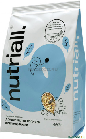 Nutriall полнорационный корм для волнистых попугаев в период линьки   400гр