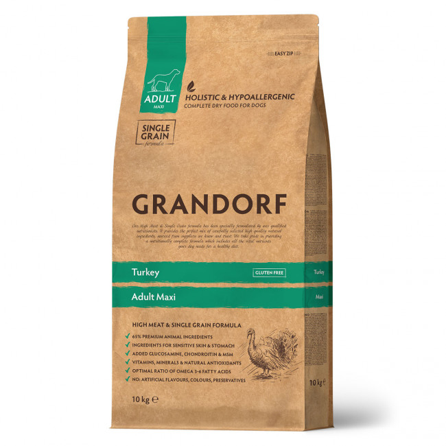 Сухой корм GRANDORF Turkey Maxi для взрослых собак крупных пород с индейкой, 10 кг