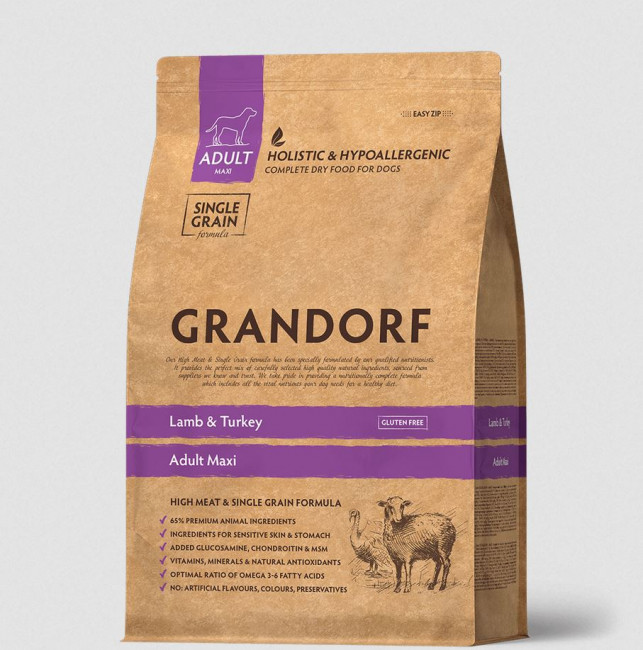 GRANDORF DOG Сухой корм для собак крупных пород с ягнёнком и индейкой, 10 кг.