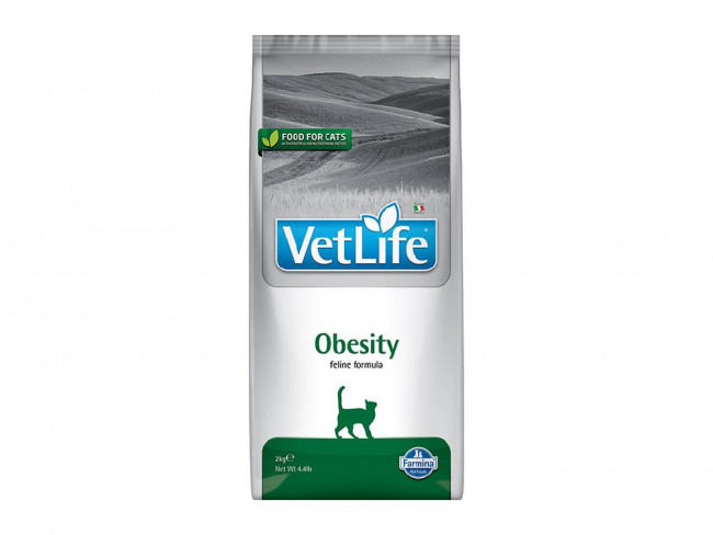 Полнорационный диетический корм для кошек Farmina Vet life Obesity для снижения веса, 2 кг Полнорационный диетический корм для кошек Farmina Vet life Obesity для снижения веса, 2 кг