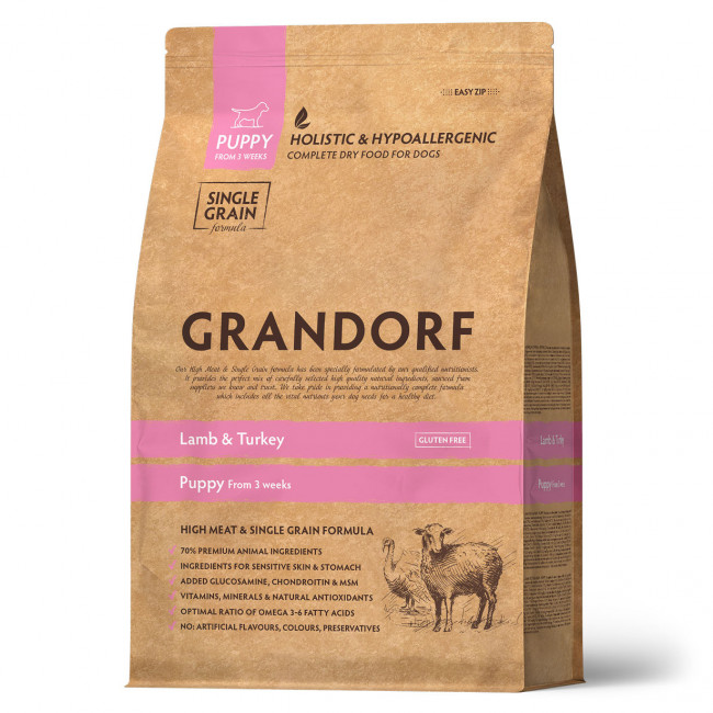 Сухой корм GRANDORF DOG Lamb&Turkey PUPPY для щенков, с ягненком и индейкой, 3 кг