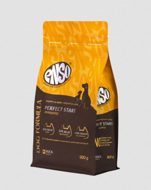ENSO Dog Formula Perfect start сухой корм для щенков, беременных и кормящих собак средних и крупных пород со свежей уткой с добавлением яблока, 800 гр