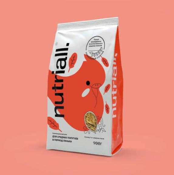 Nutriall полнорационный корм для средних попугаев в период линьки   900гр
