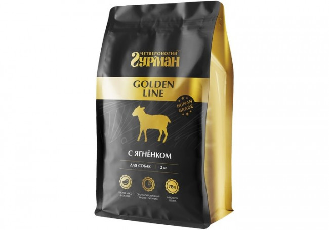Четвероногий гурман Golden line Сухой полнорационный корм для собак с Ягнёнком 2 кг