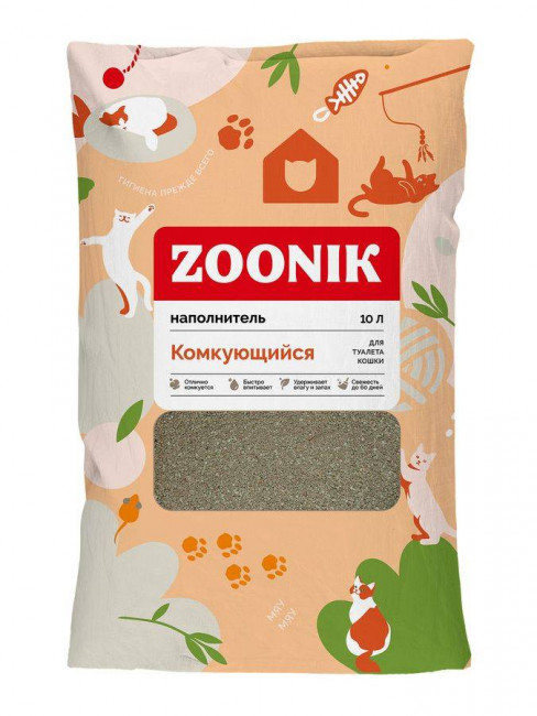 ZOONIK наполнитель комкующийся бентонитовый для кошачьего туалета - 10 л