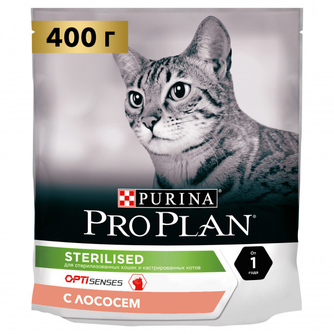 Pro Plan Sterilised Сухой корм для кошек  для стерилизованных кошек с лососем 400 г