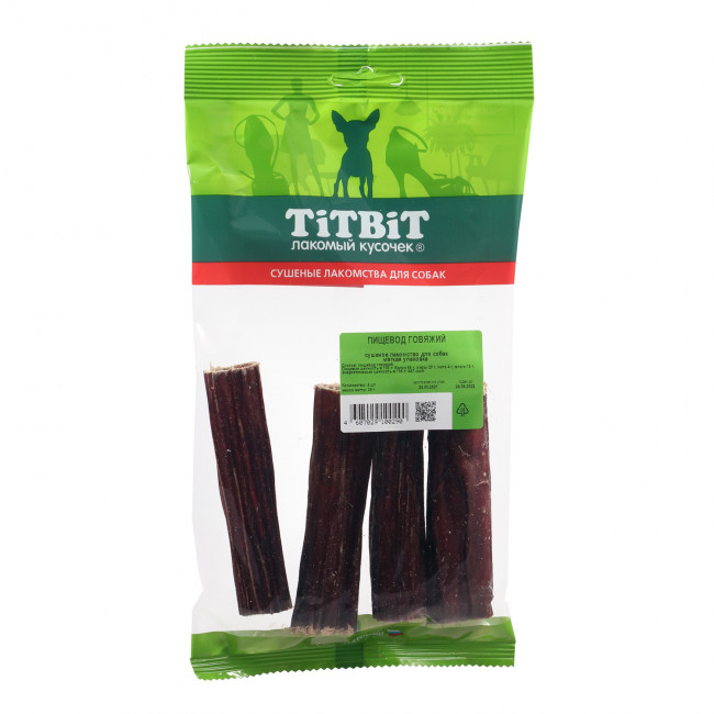 TITBIT Лакомство для собак Пищевод говяжий, мягкая упаковка, 39 г