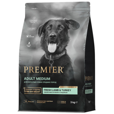 Premier Dog Lamb&Turkey ADULT Medium       Ягненок с индейкой для собак средних пород 3 кг