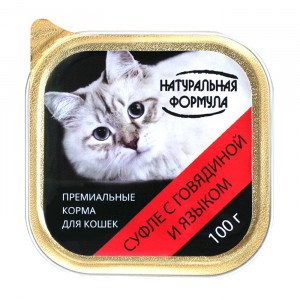 Натуральная Формула Влажный корм для кошек Суфле с говядиной и языком 100 гр