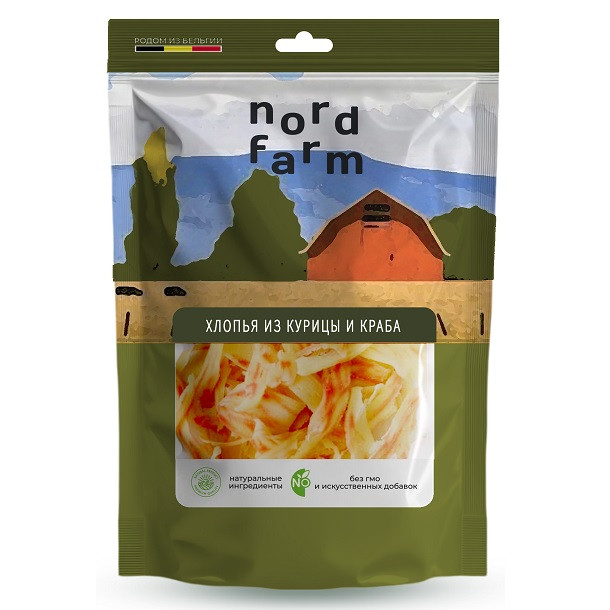 NORD FARM Лакомство для собак" Хлопья из курицы и краба", 90 гр