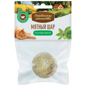 Деревенские Лакомства игрушка для кошек Мятный шар большой, 51г, 4,5см