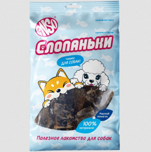 ENSO Слопаньки лакомство для собак - хрустящие кубики из кожи дикого лосося, L/40 гр