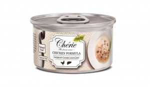 Pettric консервы для кошек Cherie Рубленная курица с куринной печенью в подливе 80г