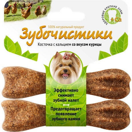Лакомства для собак "Деревенские Лакомства" Зубочистики со вкусом курицы для мелких пород, 2x18 г