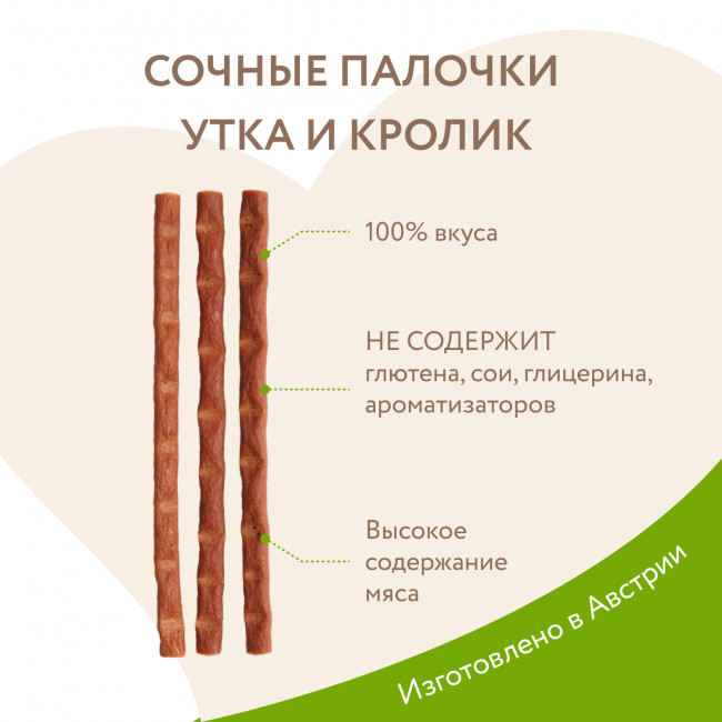 Лакомство Мнямс лакомые палочки для кошек с уткой и кроликом 10х5 г