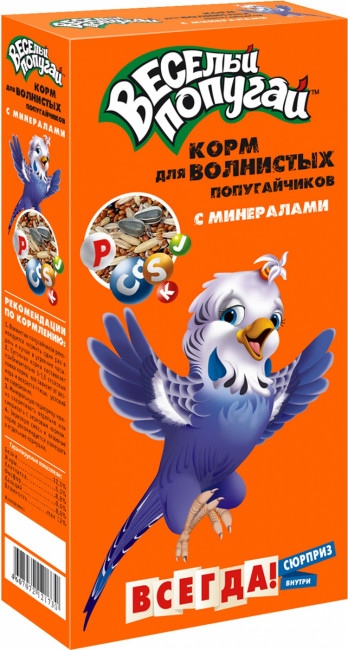 Веселый попугай д/волн.попугаев с минералами  450гр