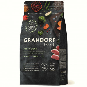 GRANDORF Fresh CAT Adult STERILISED Сухой корм для стерилизованных кошек, свежее мясо утки с бататом 400г