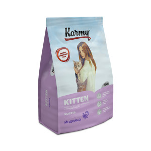 Сухой полнорационный корм KARMY Kitten для котят, Индейка  -  0,4кг + Стикер "Акция Скидка 30%"