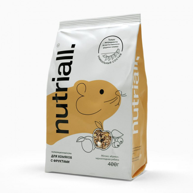 Nutriall полнорационный корм для хомяков с фруктами   400гр