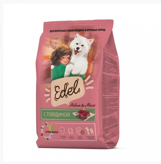 Edel Medium&Maxi Beef Сухой корм для собак средних и крупных пород с говядиной 12кг