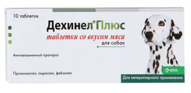 Дехинел Плюс антигельминтик таблетки со вкусом мяса для собак, 10 шт