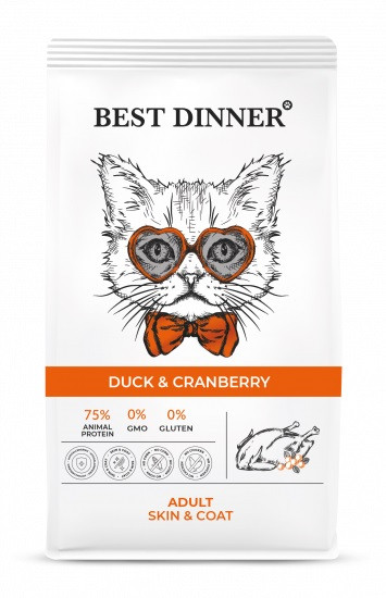Best Dinner Adult Cat Duck & Cranberry для взрослых кошек с уткой и клюквой 10 кг