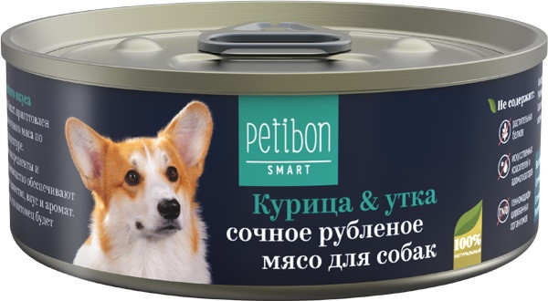 Корм консервированный для собак Petibon Smart "Рубленое мясо с курицей и уткой", 100 г