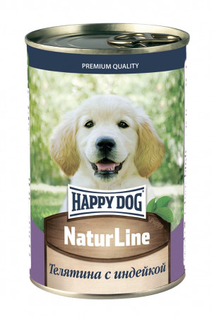 Happy Dog NaturLine Консервированный корм для щенков Телятина с индейкой 410 гр