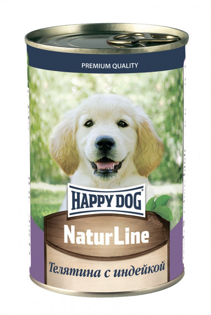 Happy Dog NaturLine Консервированный корм для щенков Телятина с индейкой 410 гр