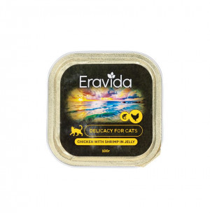 Eravida лакомство для кошек с курицей и креветками в желе - 100 г