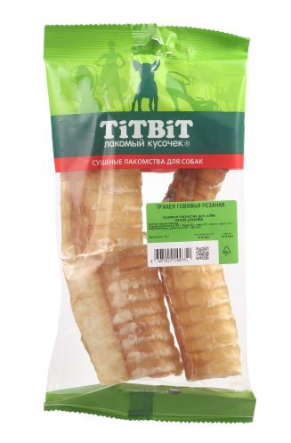 TITBIT Лакомство для собак Трахея говяжья резаная, 8,5см, упаковка 15шт