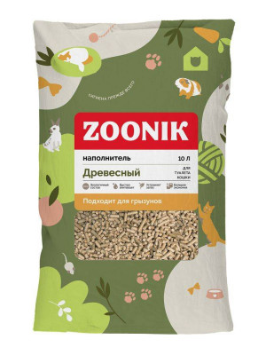 ZOONIK наполнитель древесный для кошачьего туалета - 10 л