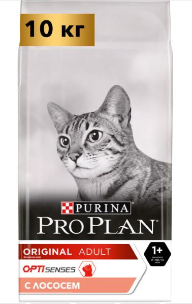 Pro Plan сухой корм для взрослых кошек, с высоким содержанием лосося 10кг