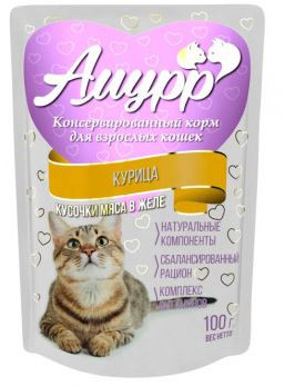Амурр Влажный корм для кошек Курица в желе 100 гр