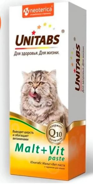 Unitabs Malt+Vit паста с таурином для кошек, 120 мл