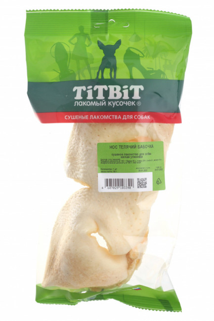 TITBIT Лакомство для собак Нос телячий бабочка, мягкая упаковка, 56 г