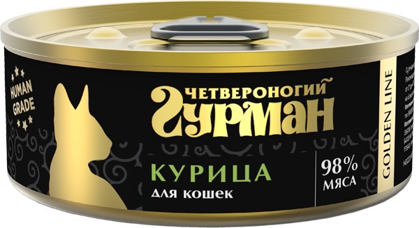 Четвероногий гурман Корм консервированный для кошек "Golden line Курица", 100 г