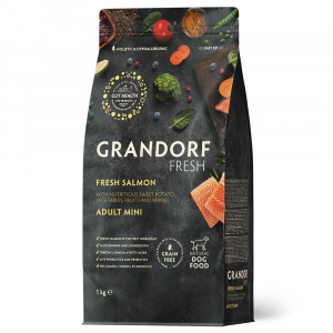 GRANDORF Fresh DOG MINI суой корм для собак мелких пород, свежее филе лосося с бататом 1 кг