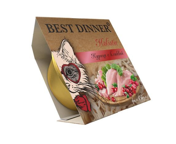 Best Dinner Holistic Sterilised Влажный корм для стерилизованных кошек. Курица с клюквой в желе, 75 гр