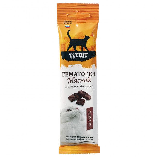 Лакомство TiTBiT Гематоген мясной classic для кошек 30 г